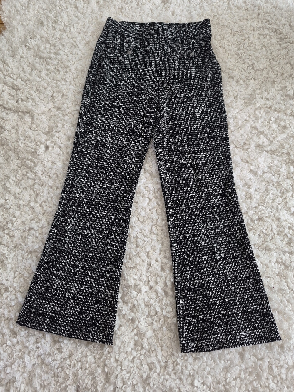 Joseph Ribkoff Tweed Knit Pants 8 Dark Academia Coquette Crop Wide Leg Trousers - Picture 5 of 16